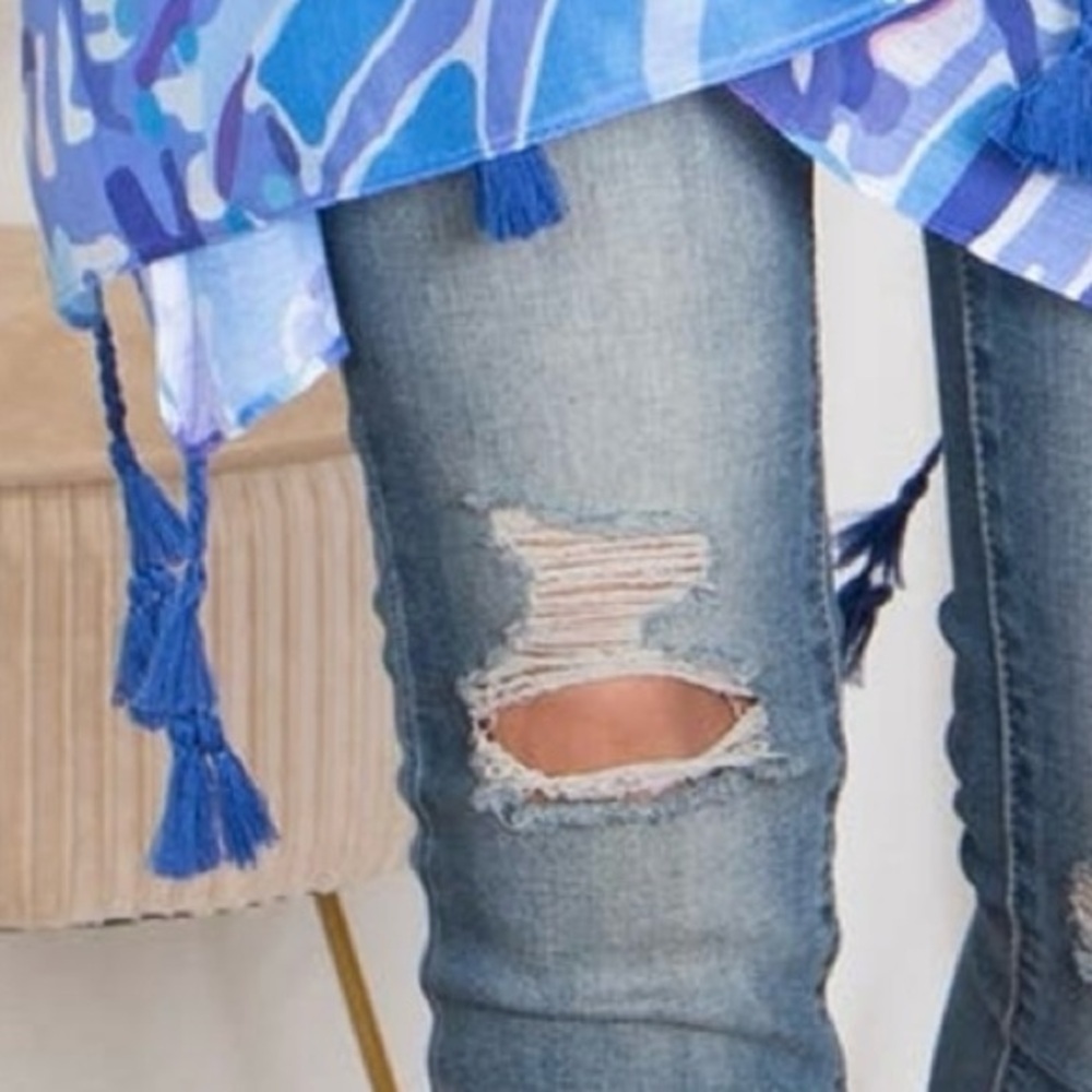 Riah | Blue & Purple Kimono with Tassels - Picture 4 of 9